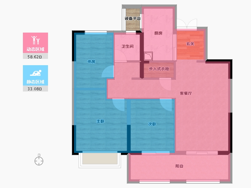 江苏省-常州市-弘阳燕澜风华住宅-83.65-户型库-动静分区