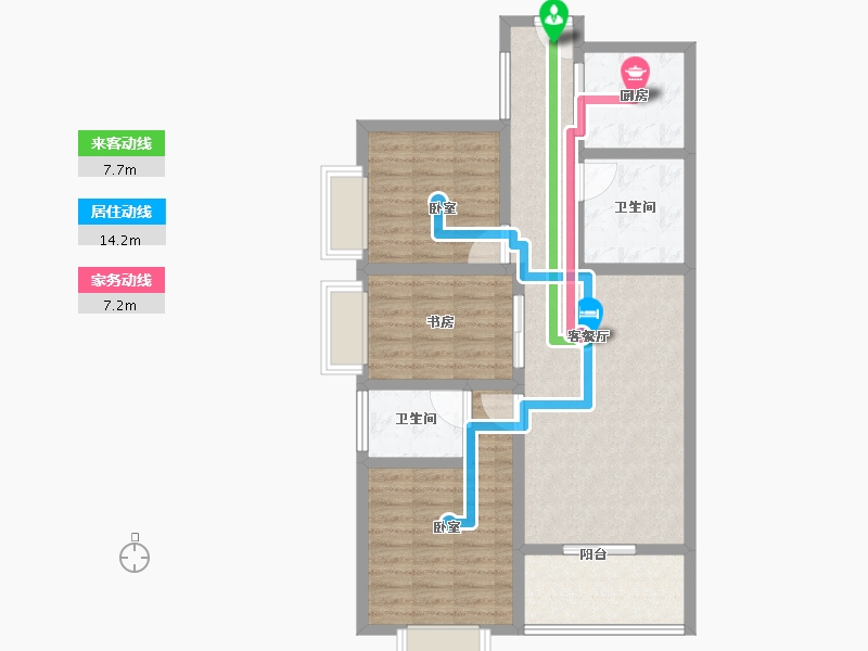 云南省-昆明市-锦康富春御园-88.01-户型库-动静线