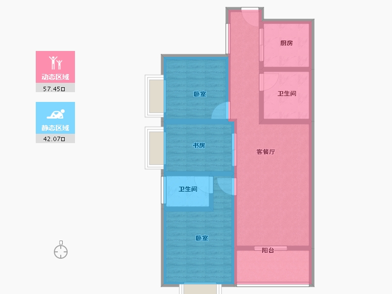 云南省-昆明市-锦康富春御园-88.01-户型库-动静分区