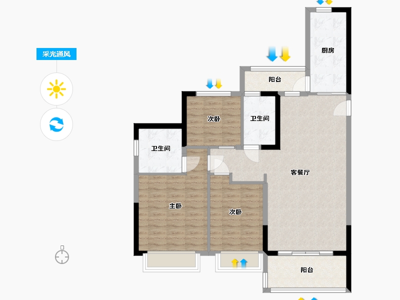 安徽省-蚌埠市-恒大滨河左岸-99.30-户型库-采光通风