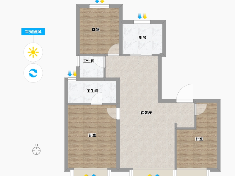 新疆维吾尔自治区-乌鲁木齐市-星云雅居-78.55-户型库-采光通风