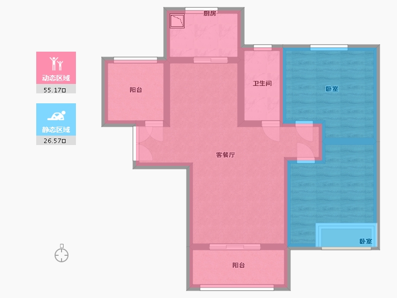 河南省-郑州市-紫檀华都住宅-71.66-户型库-动静分区