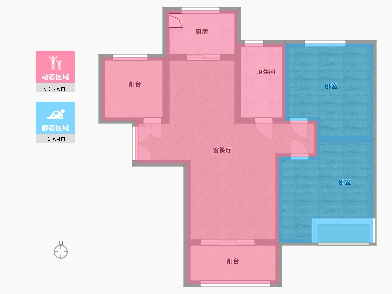 河南省-郑州市-紫檀华都住宅-70.42-户型库-动静分区