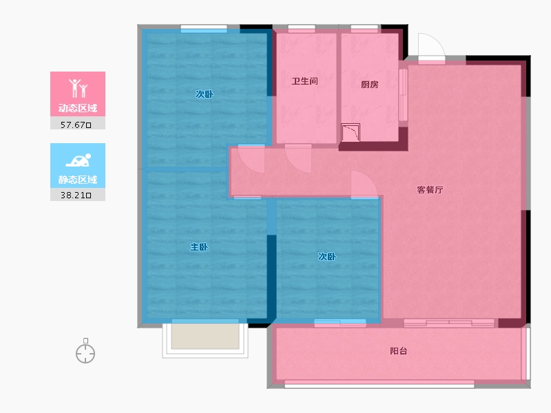 安徽省-蚌埠市-毅德城·御璟苑-86.40-户型库-动静分区