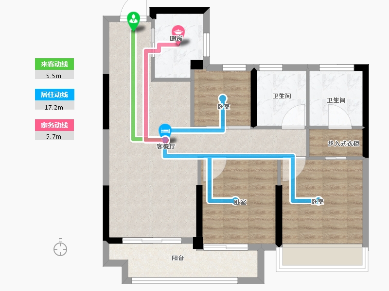 浙江省-嘉兴市-万科环萃园-78.00-户型库-动静线