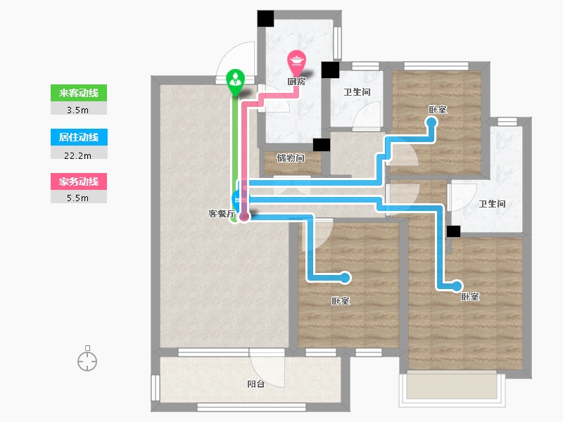 山东省-菏泽市-中璟珑璟湾-88.26-户型库-动静线