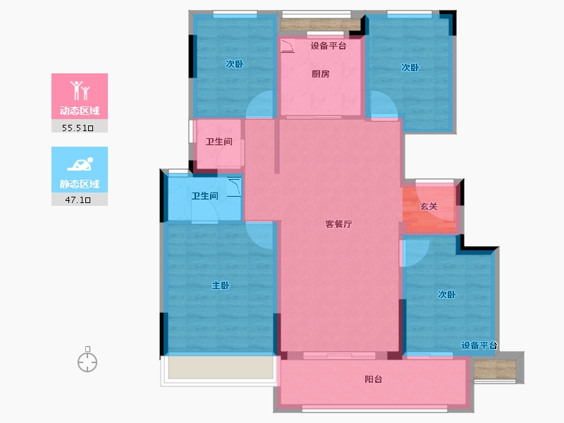 浙江省-台州市-宝龙宏地官河上城-93.55-户型库-动静分区