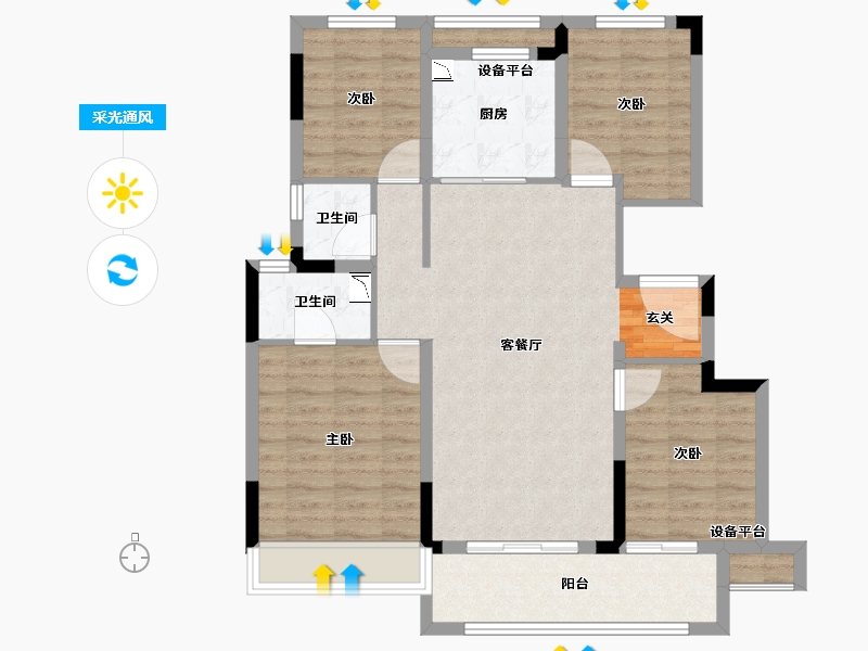 浙江省-台州市-宝龙宏地官河上城-93.55-户型库-采光通风