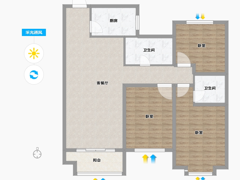 山东省-德州市-宝林大东关颐景园-110.00-户型库-采光通风