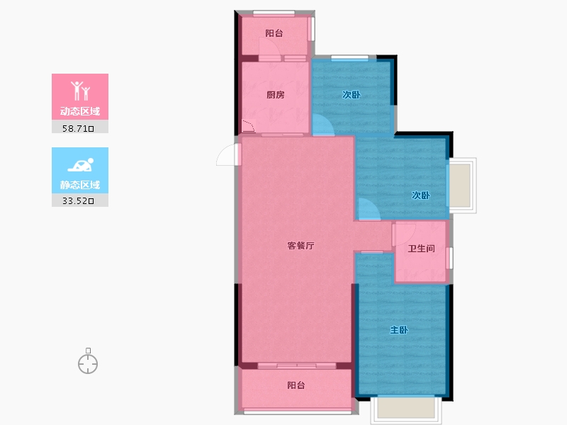 安徽省-蚌埠市-恒大滨河左岸-83.52-户型库-动静分区