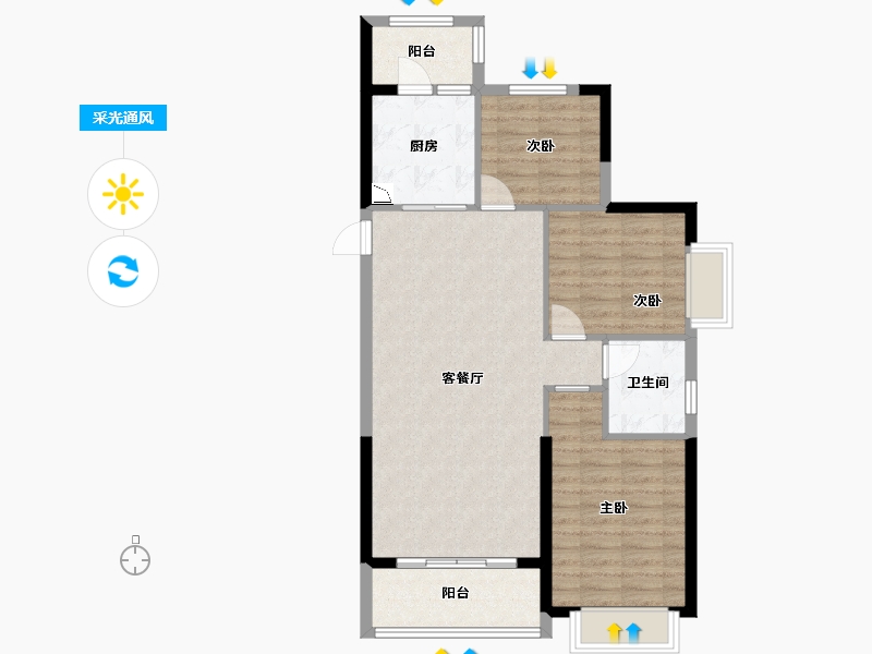 安徽省-蚌埠市-恒大滨河左岸-83.52-户型库-采光通风