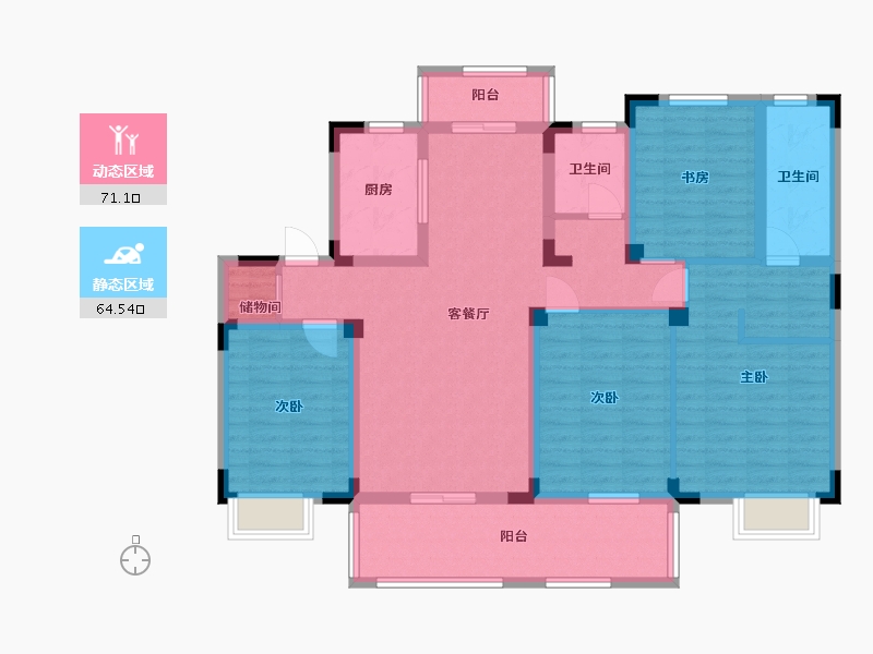 安徽省-蚌埠市-沁雅济学瑭-120.00-户型库-动静分区