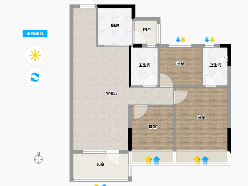 山东省-德州市-碧桂园东海·天玺-94.00-户型库-采光通风