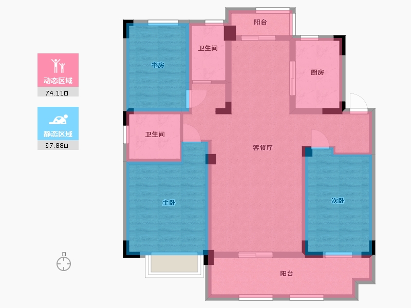 安徽省-蚌埠市-沁雅济学瑭-98.34-户型库-动静分区