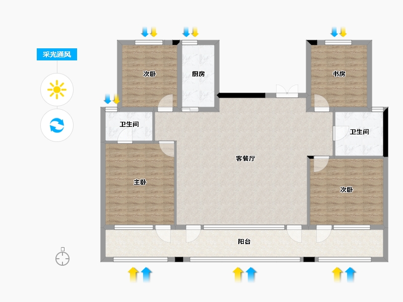 山东省-青岛市-华新园东宸府-136.99-户型库-采光通风