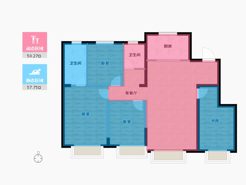 新疆维吾尔自治区-乌鲁木齐市-旭辉燕来府-97.08-户型库-动静分区