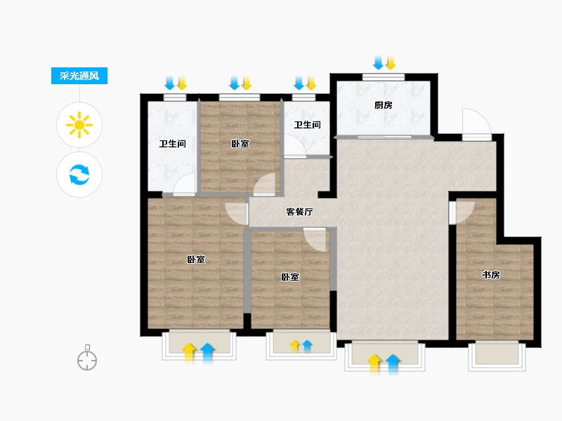 新疆维吾尔自治区-乌鲁木齐市-旭辉燕来府-97.08-户型库-采光通风