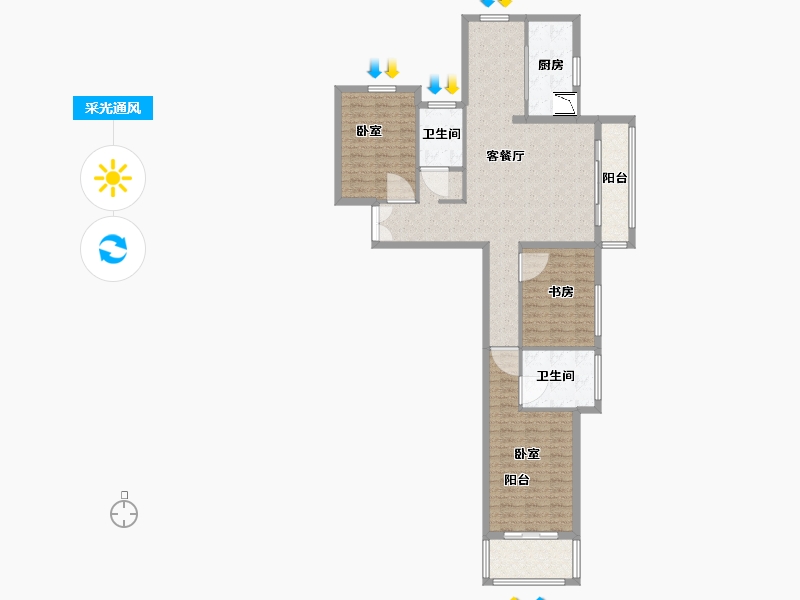 河南省-郑州市-啟福城-108.00-户型库-采光通风