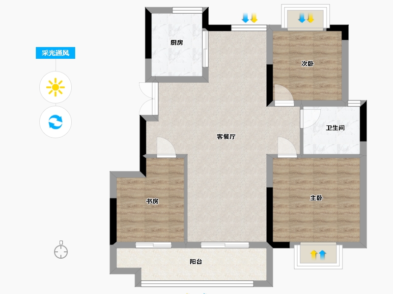 安徽省-蚌埠市-和顺山语序-79.20-户型库-采光通风