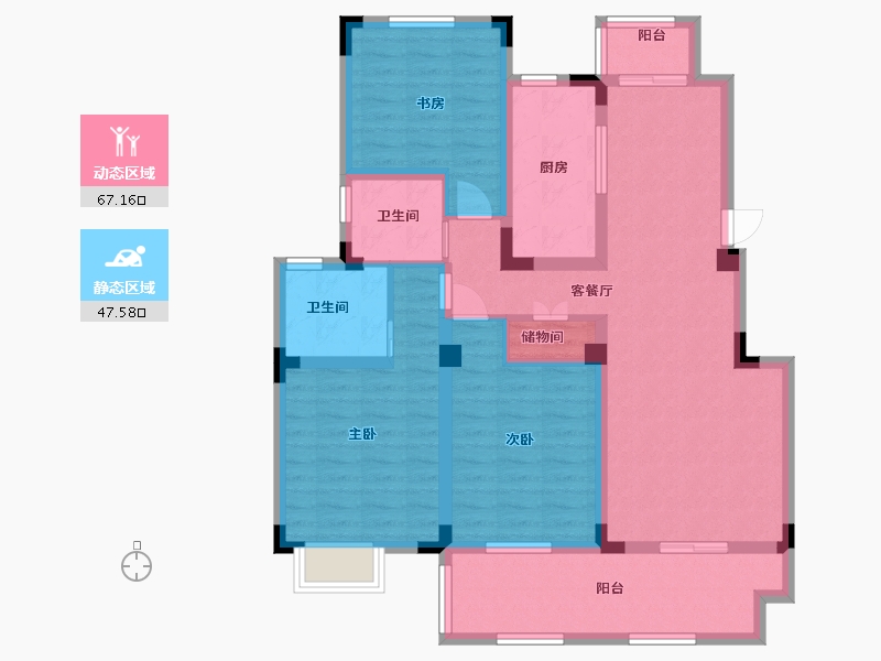 安徽省-蚌埠市-沁雅济学瑭-100.80-户型库-动静分区