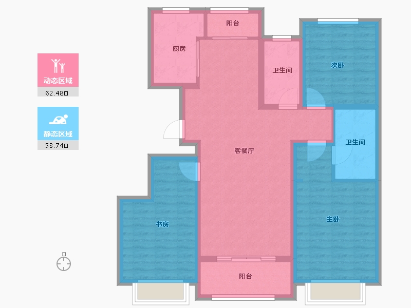 山东省-济南市-中洋和天下-104.00-户型库-动静分区