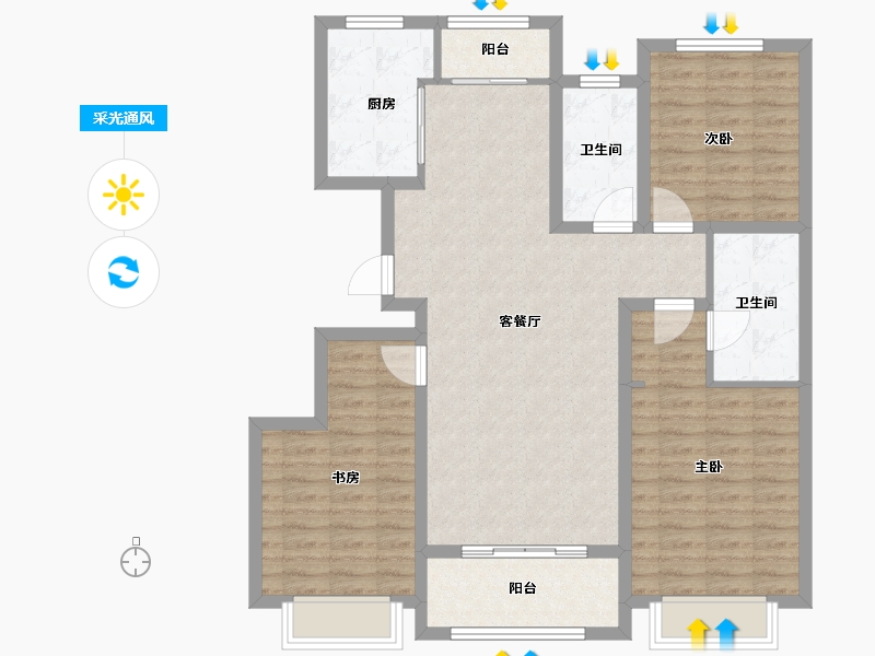 山东省-济南市-中洋和天下-104.00-户型库-采光通风