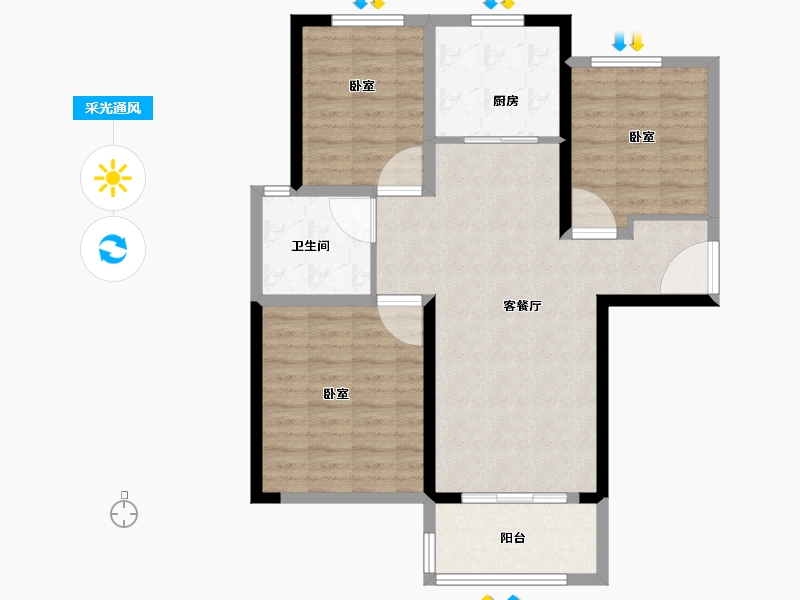 河南省-洛阳市-正弘悦府-86.00-户型库-采光通风