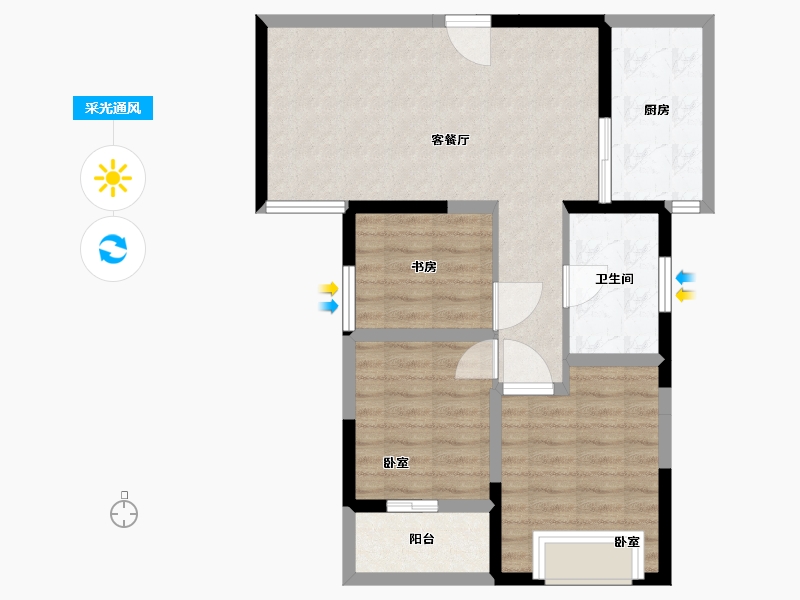 河南省-郑州市-鼎天東尚-72.00-户型库-采光通风