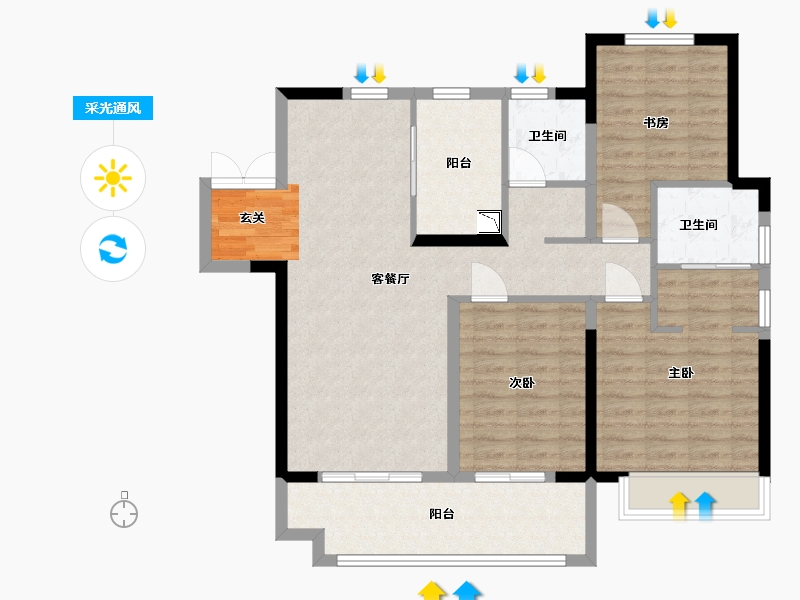 安徽省-蚌埠市-北京城房·春华园-99.20-户型库-采光通风