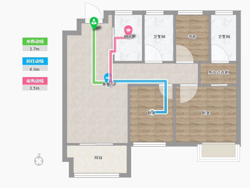 浙江省-嘉兴市-梅里印象-70.04-户型库-动静线