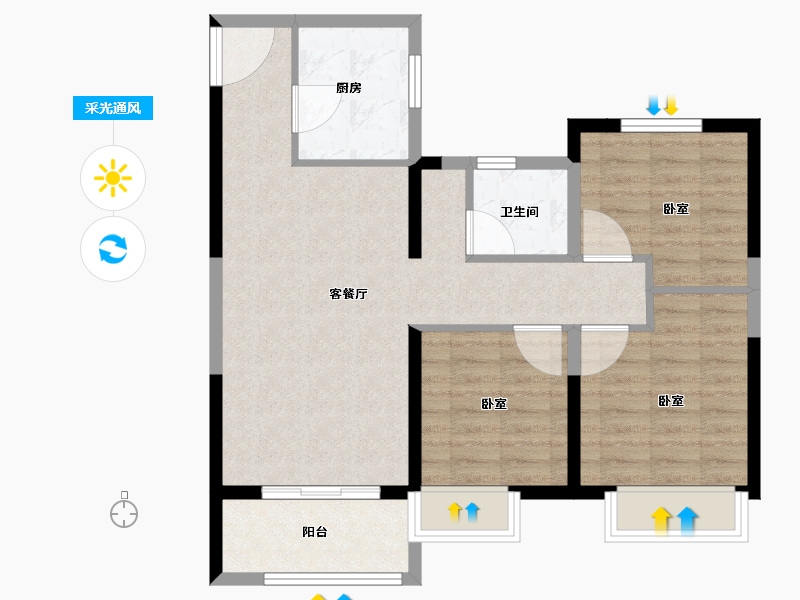 河南省-郑州市-新城郡望府-76.00-户型库-采光通风