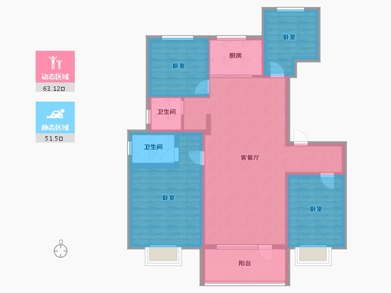 山东省-济宁市-九巨龙龙城水景苑-102.00-户型库-动静分区