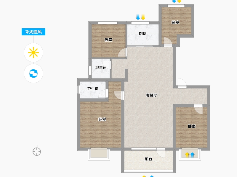 山东省-济宁市-九巨龙龙城水景苑-102.00-户型库-采光通风