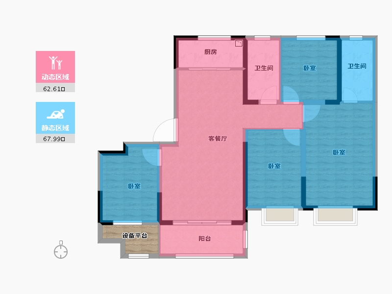 河南省-安阳市-建业凤凰城北岸-121.82-户型库-动静分区