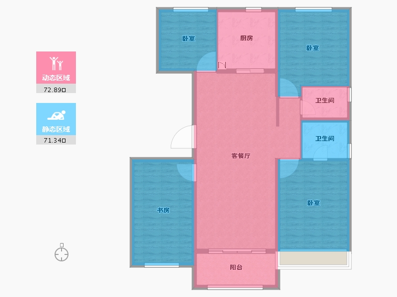 河南省-郑州市-碧桂园凤凰湾观澜-131.42-户型库-动静分区