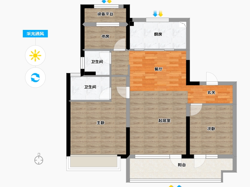 山东省-威海市-中南威高林清月-88.72-户型库-采光通风