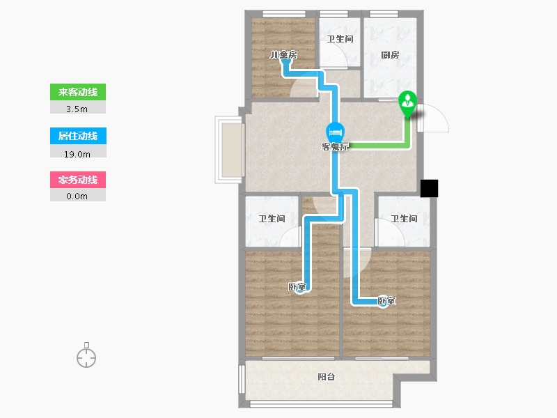 浙江省-嘉兴市-梅里印象-84.59-户型库-动静线