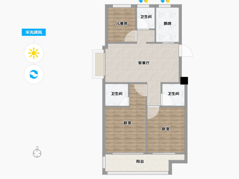 浙江省-嘉兴市-梅里印象-84.59-户型库-采光通风