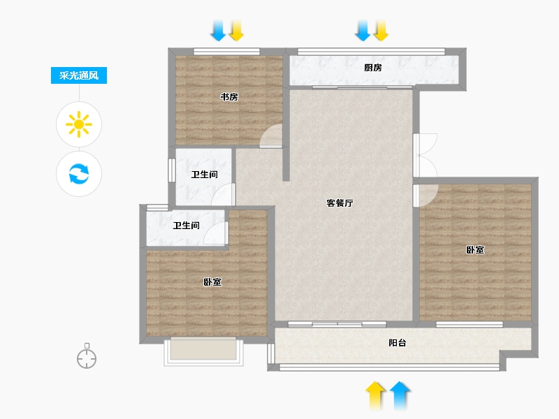 山东省-聊城市-万豪臻品二期-124.00-户型库-采光通风