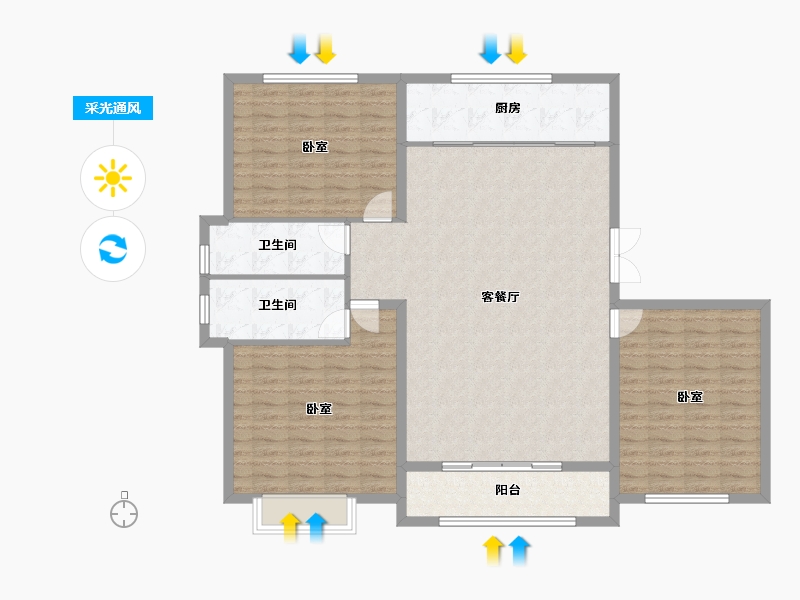 山东省-聊城市-万豪臻品二期-130.01-户型库-采光通风