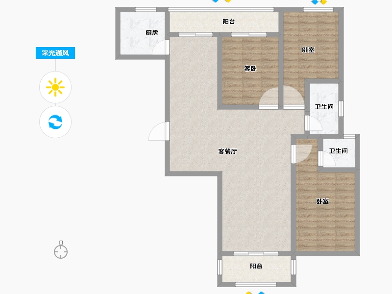 河南省-郑州市-物华臻悦-108.77-户型库-采光通风