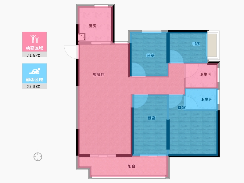 河南省-郑州市-富田城九鼎公馆-114.00-户型库-动静分区