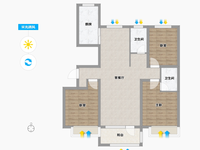 山东省-枣庄市-铂悦君廷-98.60-户型库-采光通风