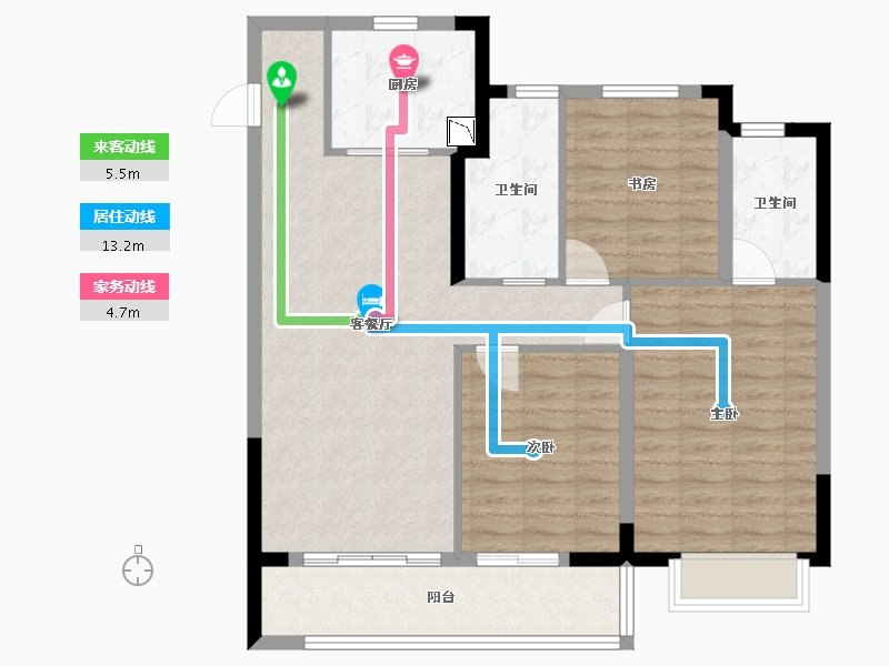 安徽省-蚌埠市-世茂中梁·云锦园-95.19-户型库-动静线