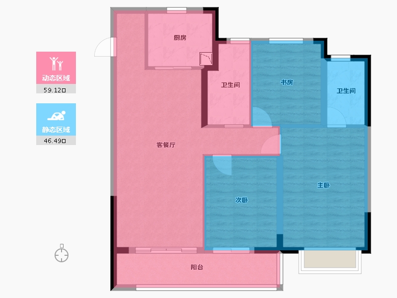 安徽省-蚌埠市-世茂中梁·云锦园-95.19-户型库-动静分区