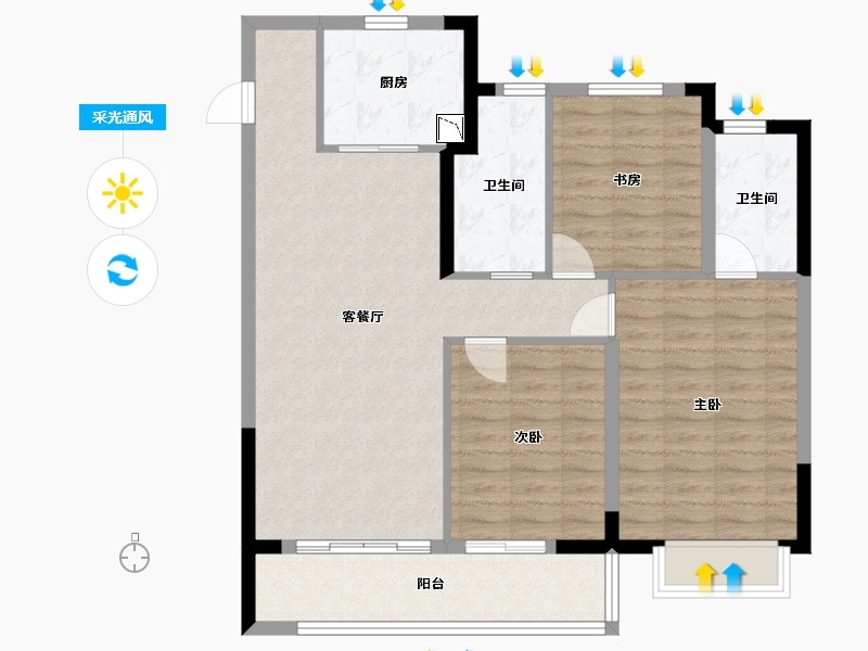 安徽省-蚌埠市-世茂中梁·云锦园-95.19-户型库-采光通风