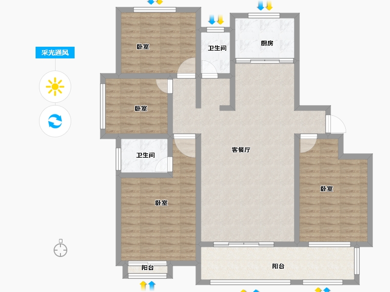 河南省-安阳市-正大世外桃源-122.78-户型库-采光通风