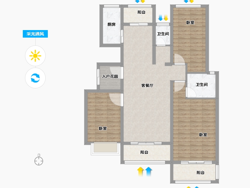 河南省-焦作市-沁阳一号公馆-105.93-户型库-采光通风