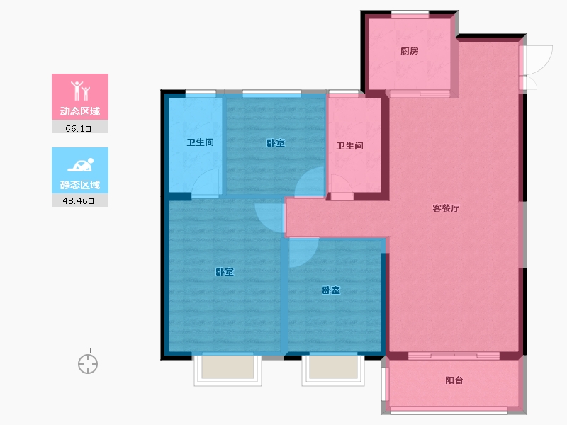 河南省-安阳市-建业凤凰城北岸-104.01-户型库-动静分区