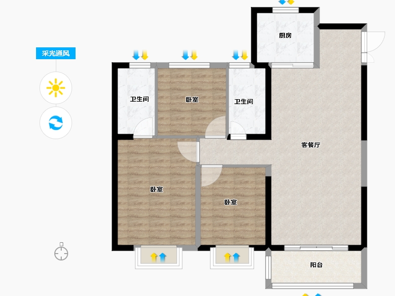 河南省-安阳市-建业凤凰城北岸-104.01-户型库-采光通风